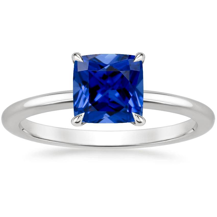 66023 2.25 CT Womens Solitaire Sri Lankan Sapphire Cushion Gemstone Ring, Size 6.5