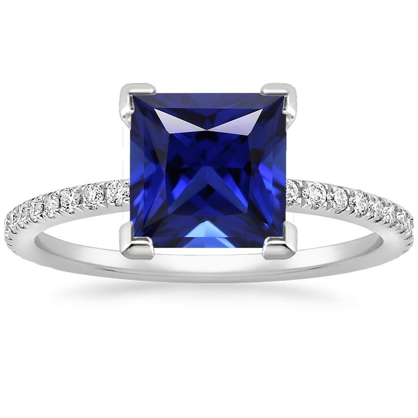 Picture of Harry Chad Enterprises 66035 5.50 CT Gold Princess Cut Blue Sapphire with Accents Diamond Ring&#44; Size 6.5