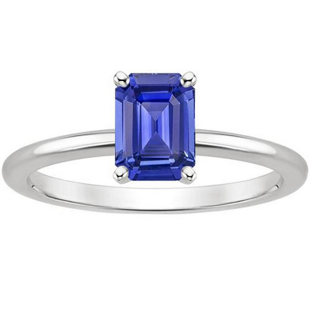 66463 3 CT Anniversary Emerald Ceylon Sapphire Solitaire Ring, Size 6.5