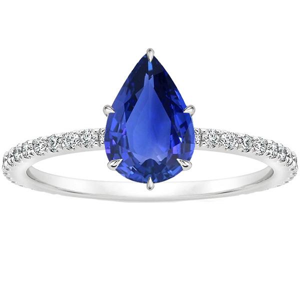 Picture of Harry Chad Enterprises 66473 4 CT Womens Pear Blue Sapphire & Pave Set Diamonds Engagement Ring&#44; Size 6.5