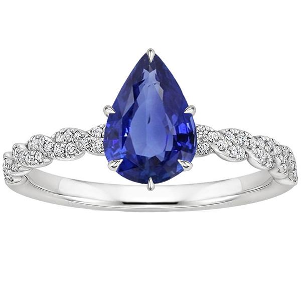 Picture of Harry Chad Enterprises 66474 3.50 CT Solitaire Blue Sapphire Ring & Diamond Accents&#44; Size 6.5