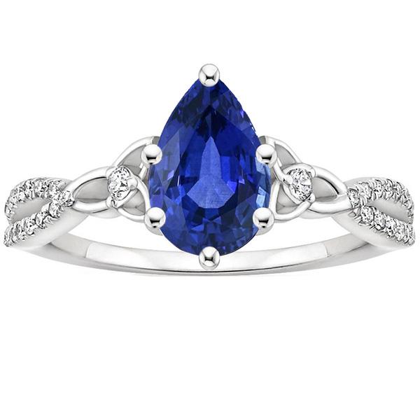 66510 3.75 CT 3 Stone Ceylon Sapphire & Round Diamond Accents Ring, Size 6.5