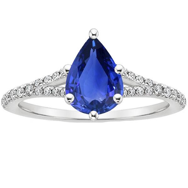 Picture of Harry Chad Enterprises 66512 3.25 CT Solitaire Blue Sapphire Ring & Diamond Accents Split Shank&#44; Size 6.5