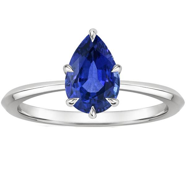 66525 2 CT Prong Setting Pear Ceylon Sapphire Solitaire Ring, Size 6.5