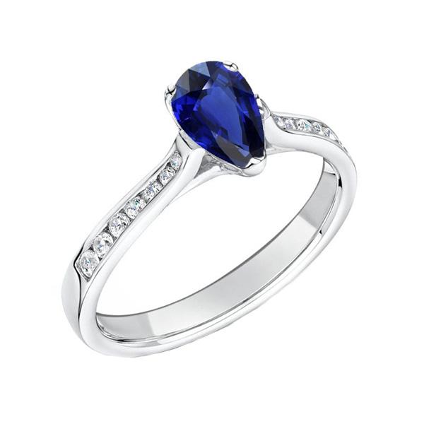 2 CT Gemstone Jewelry Pear Blue Sapphire Engagement Ring, Size 6.5