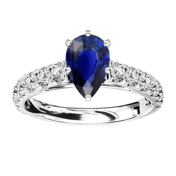 66976 3.50 CT Gemstone Solitaire Blue Sapphire Ring with Round Diamonds, Size 6.5