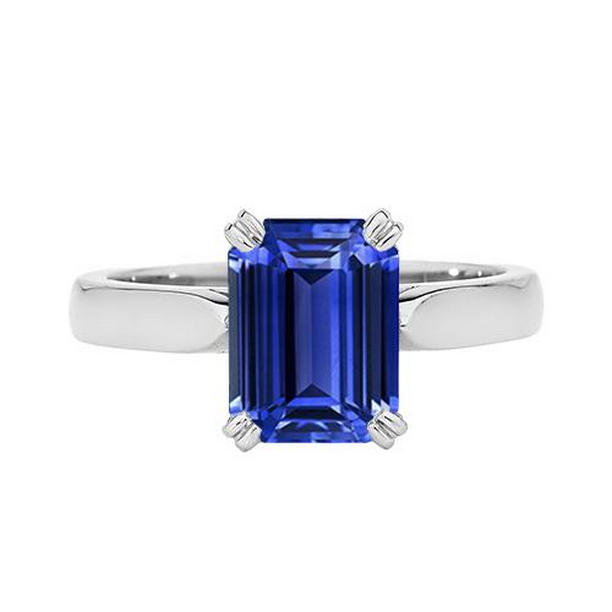 67000 Emerald Solitaire Blue Sapphire Ring 3 CT Prong Set, Size 6.5