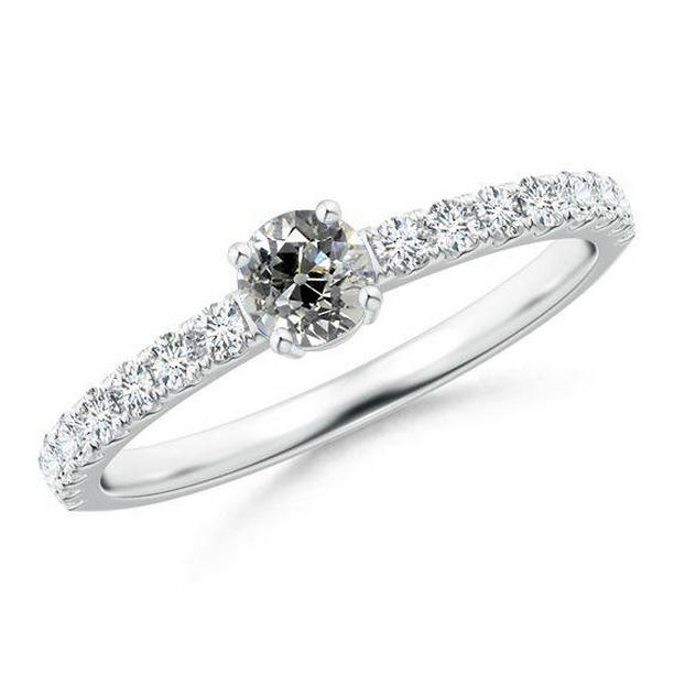67456 2 CT Old Cut with Accents Diamond Ring, 14K White Gold - Size 6.5