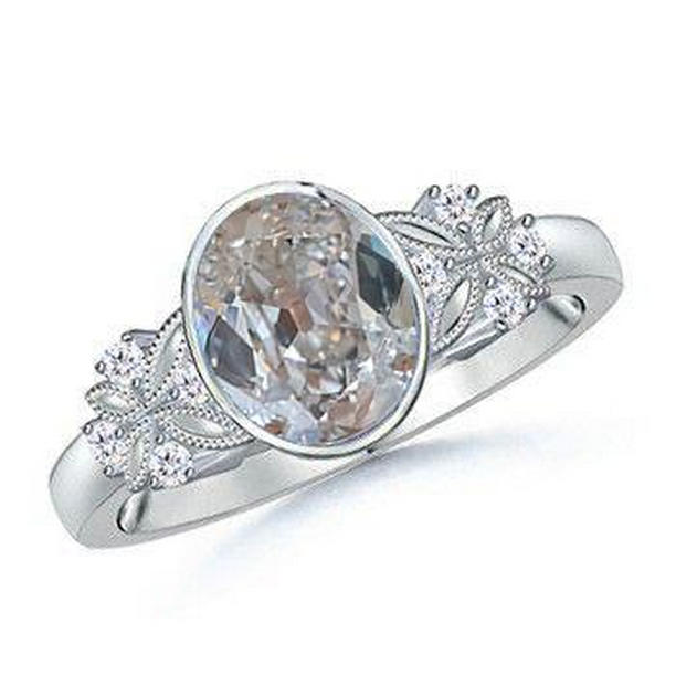 Picture of Harry Chad Enterprises 67479 Oval Old Miner Butterfly Style 2 CT Bezel Set Diamond Ring&#44; Size 6.5
