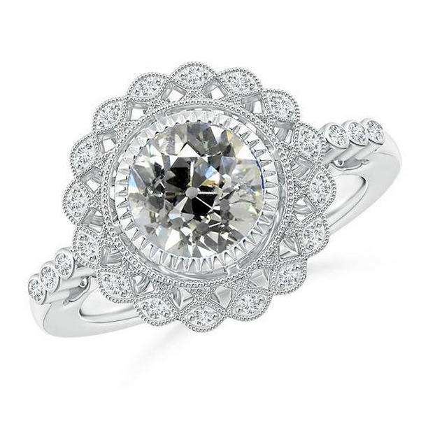 Picture of Harry Chad Enterprises 67507 Round Old Miner Bezel Set 2.65 CT Halo Flower Style Diamond Ring&#44; Size 6.5