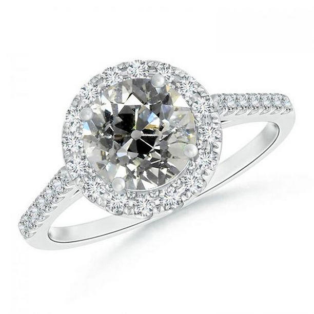 Picture of Harry Chad Enterprises 67509 2.50 CT Round Solitaire Old Mine Cut Diamond Ring with Accents&#44; Size 6.5