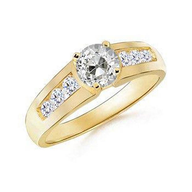 Picture of Harry Chad Enterprises 67514 2.10 CT Yellow Gold Old Miner Round Cut Channel Set Diamond Ring&#44; Size 6.5