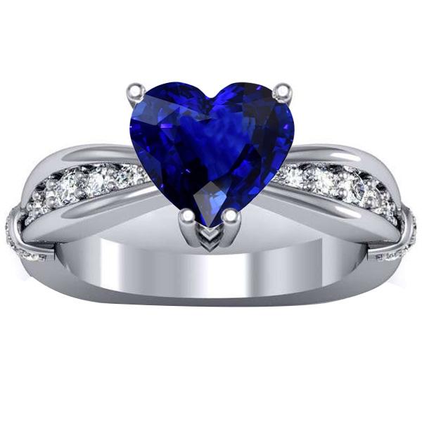 67915 3.50 CT Diamond Ceylon Sapphire Split Shank Anniversary Ring, Size 6.5