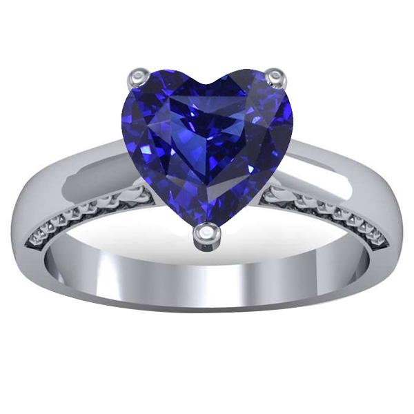 67920 2.50 CT Solitaire Ceylon Sapphire Ring Prong Set, White Gold - Size 6.5