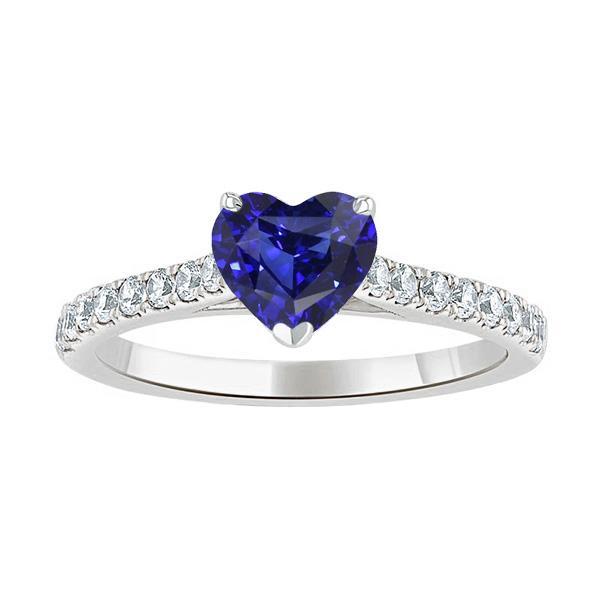 67922 2.50 CT Womens Diamond Gold Cathedral Setting Sapphire Ring, Size 6.5
