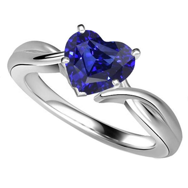 2.50 CT Gold Solitaire Ceylon Blue Twisted Shank Sapphire Ring, Size 6.5