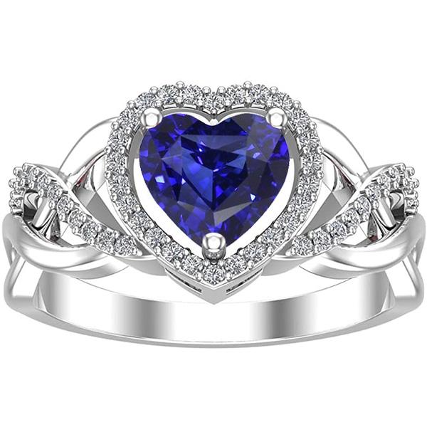 67933 3.50 CT Sparkling Diamond Twisted Shank Blue Sapphire Wedding Ring, Size 6.5