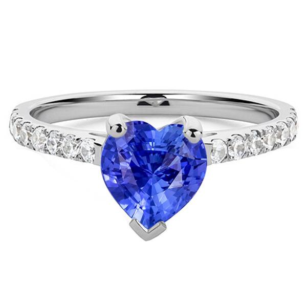 67936 3 CT Diamond Engagement Srilanka Scallop Set Accents Sapphire Ring, Size 6.5