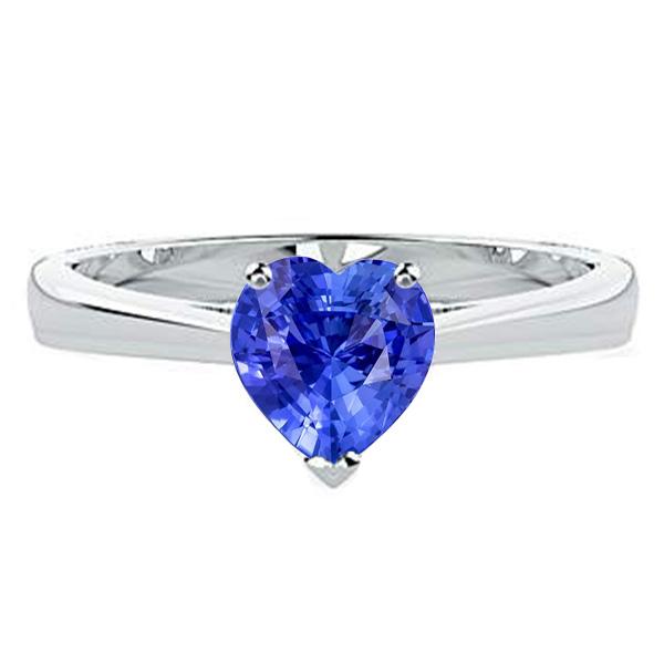 67954 2 CT Heart Prong Set Light Blue Sapphire Solitaire Ring, 14K Gold - Size 6.5