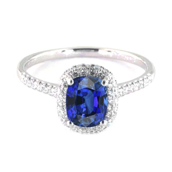 67968 3.50 CT Gold Halo Oval Ceylon Diamond Sapphire Ring, Size 6.5