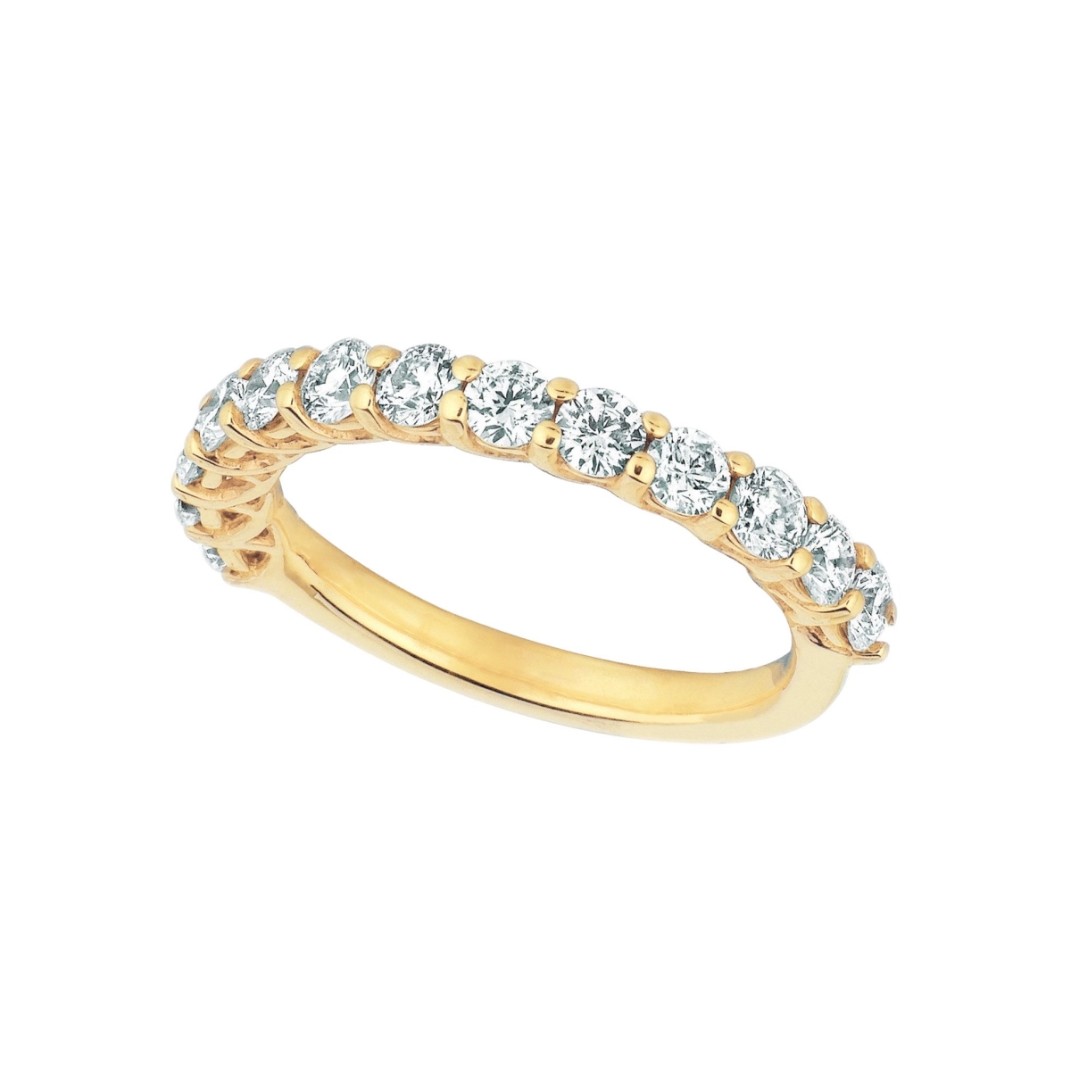 17143 1.33 CT Diamond Half Eternity Band Ring, 14K Yellow Gold - Size 6.5