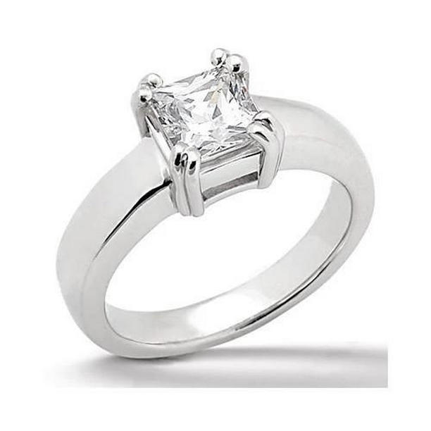 Picture of Harry Chad Enterprises 1720 0.75 CT Princess Cut Diamond Solitaire Ring, 14K White Gold - Size 6.5