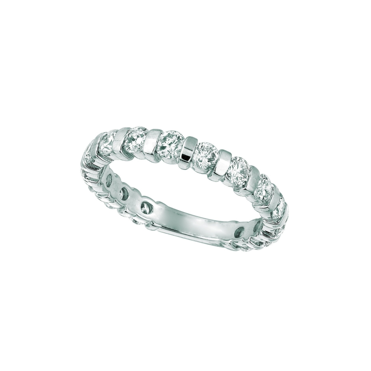 Picture of Harry Chad Enterprises 17395 1.50 CT Round Diamond Eternity Band&#44; 14K White Gold - Size 6.5