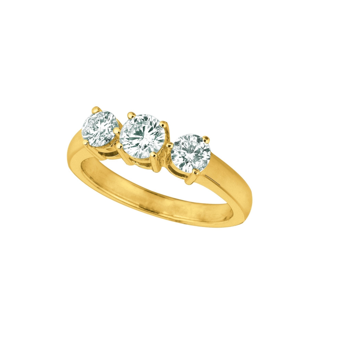 Picture of Harry Chad Enterprises 17451 1 CT Diamond 3 Stones Ring&#44; 14K Yellow Gold - Size 6.5