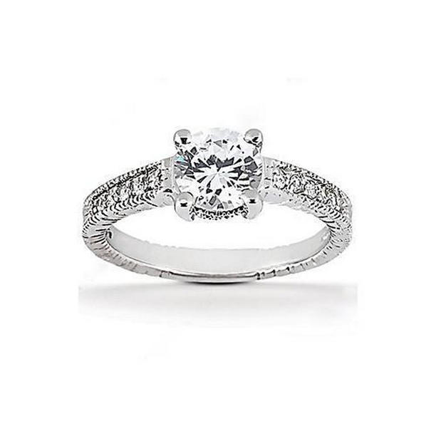 Picture of Harry Chad Enterprises 1755 1.51 CT Diamond Solitaire Ring with Accents, White Gold - Size 6.5