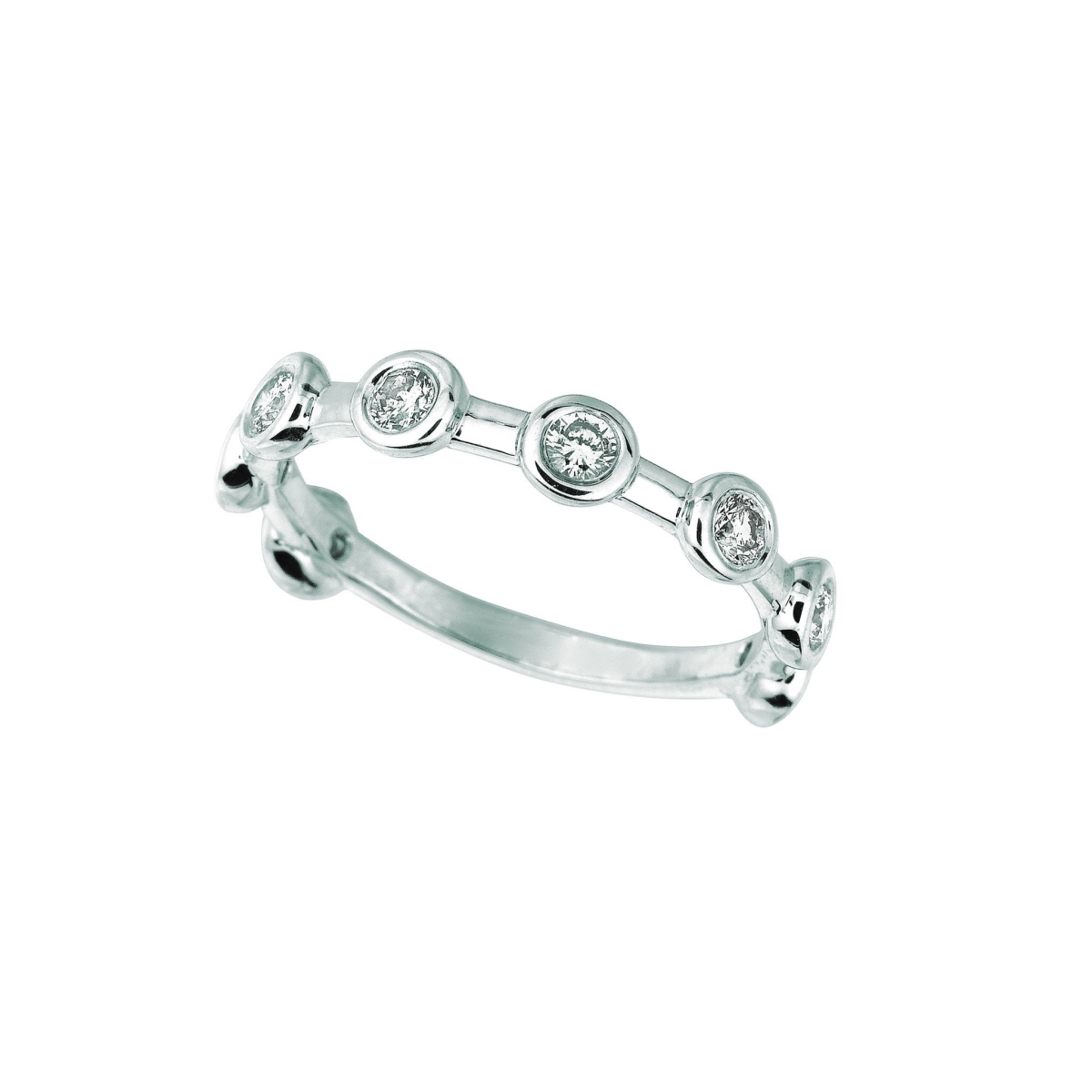 0.50 CT Diamond Half Eternity Band Bezel Set, 14K White Gold - Size 6.5