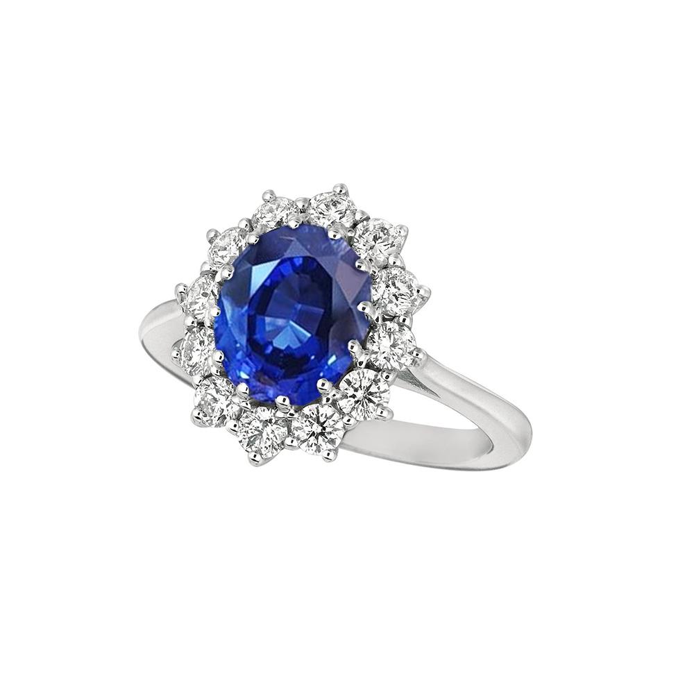 17626 3.25 CT Sapphire & Diamond Fancy Ring, 14K White Gold - Size 6.5