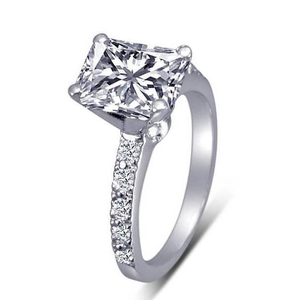 Picture of Harry Chad Enterprises 177 Radiant Diamond 2 CT Engagement Ring with Accents, 14K White Gold - Size 6.5