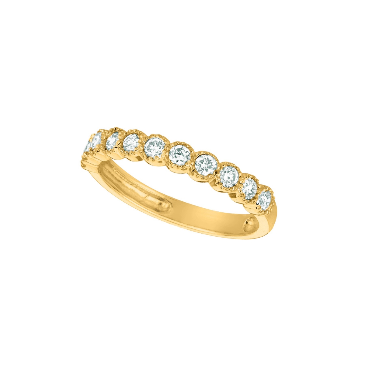 17940 0.50 CT Diamond Half Eternity Band, 14K Yellow Gold - Size 6.5