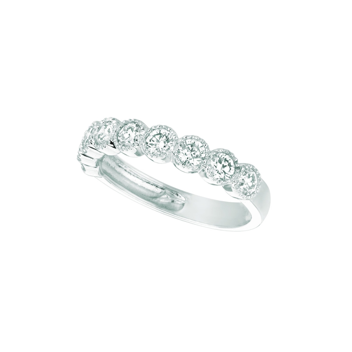 17947 1 CT Diamond Half Eternity Band, 14K White Gold - Size 6.5