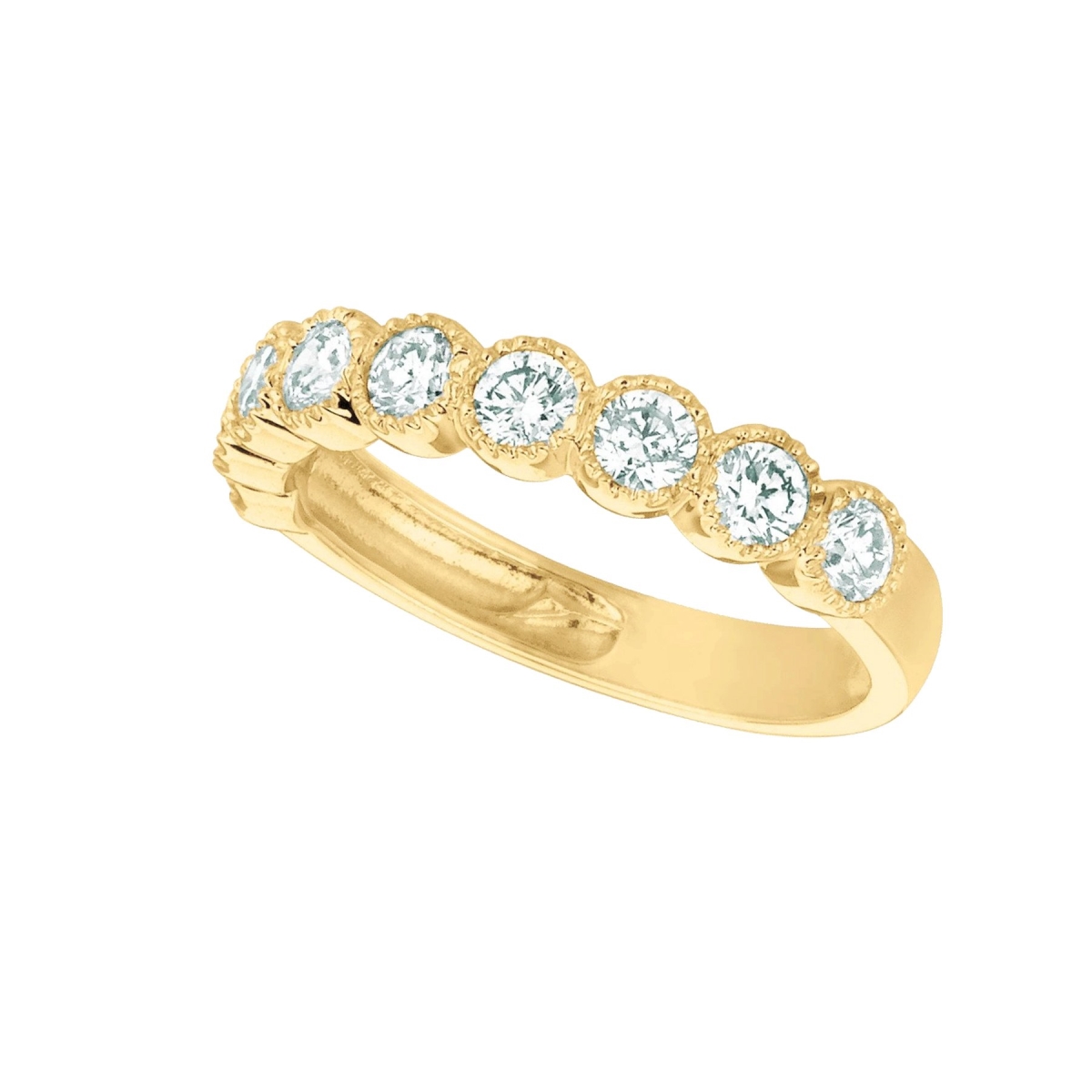 17954 1 CT Diamond Half Eternity Band Ring, 14K Yellow Gold - Size 6.5