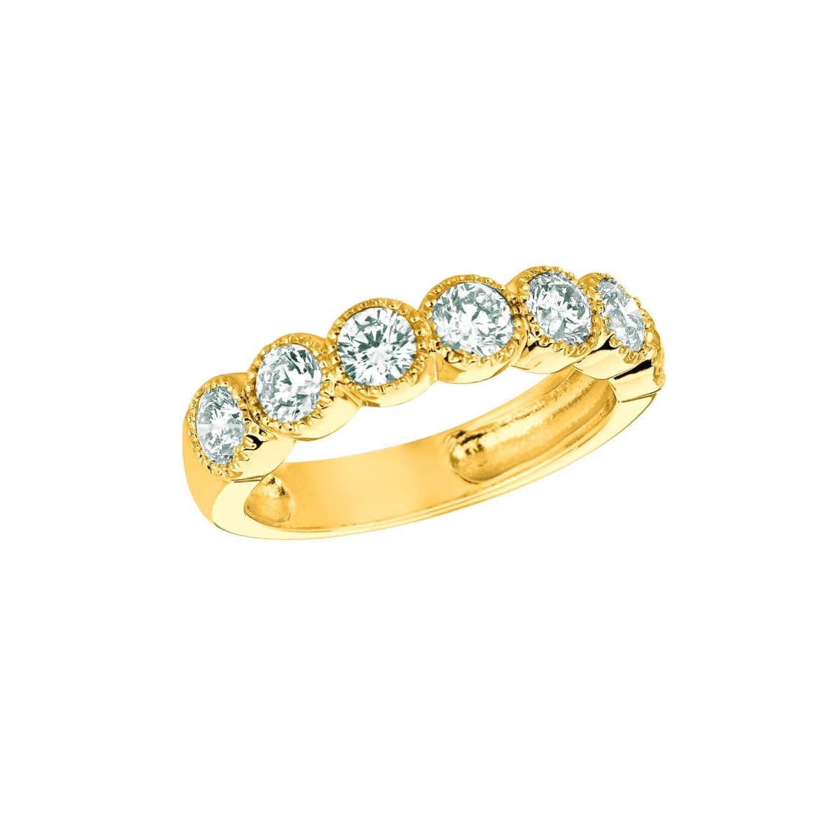 17968 1.40 CT Diamond Half Eternity Band, 14K Yellow Gold - Size 6.5