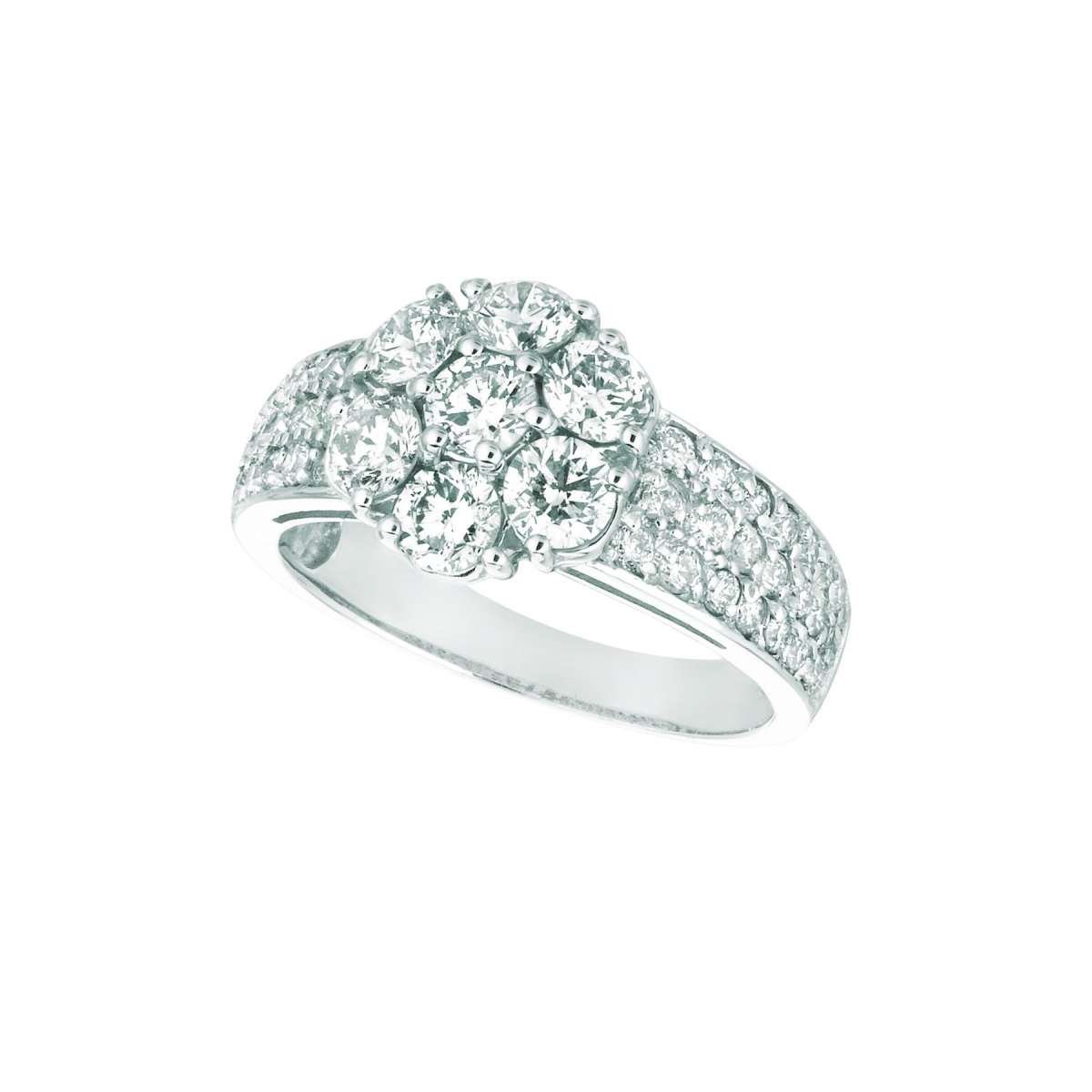 Picture of Harry Chad Enterprises 17971 2 CT 14K White Gold Diamond Flower Fancy Ring with Accents, Size 6.5