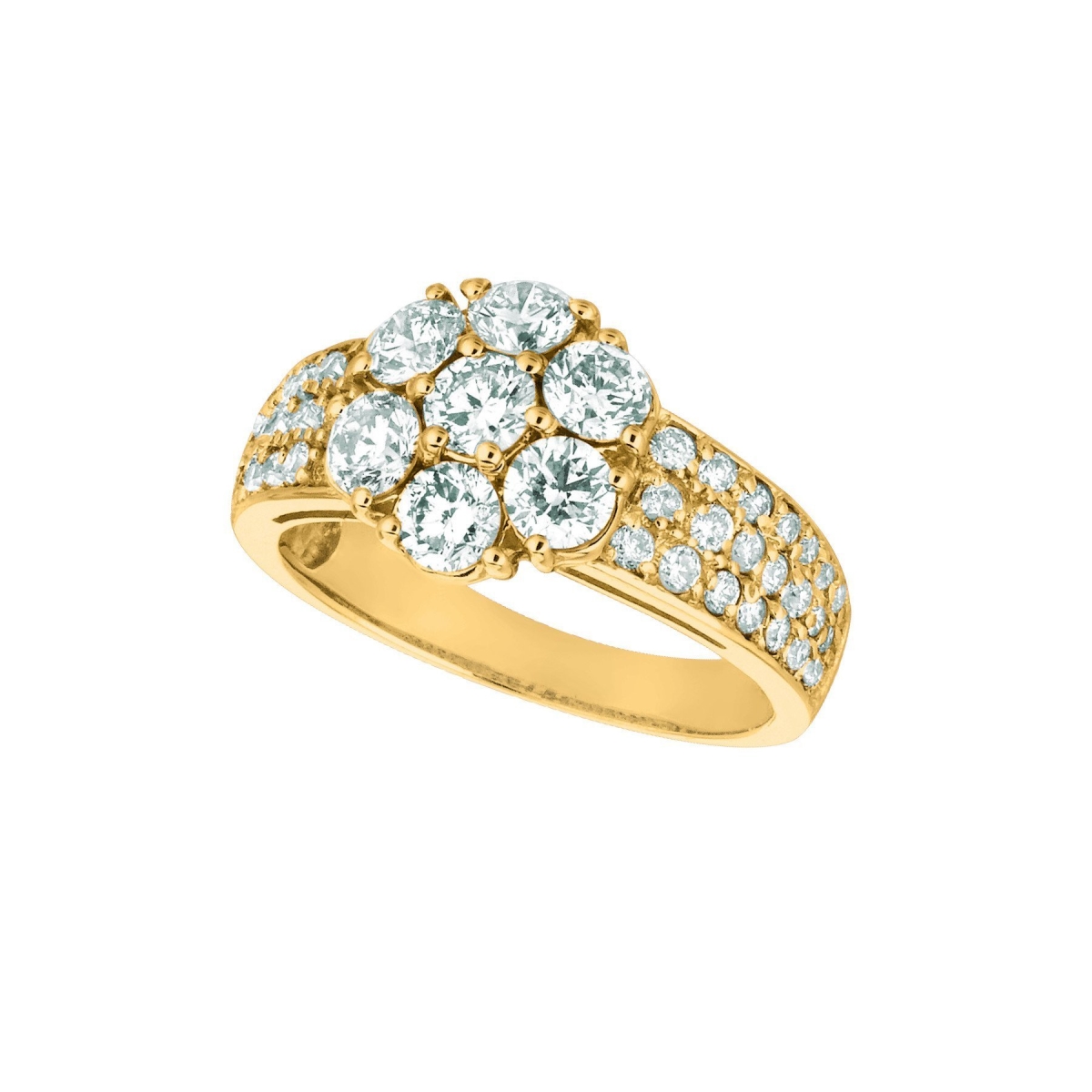 Picture of Harry Chad Enterprises 17980 2 CT 14K Yellow Gold Diamond Flower Fancy Ring with Accents&#44; Size 6.5