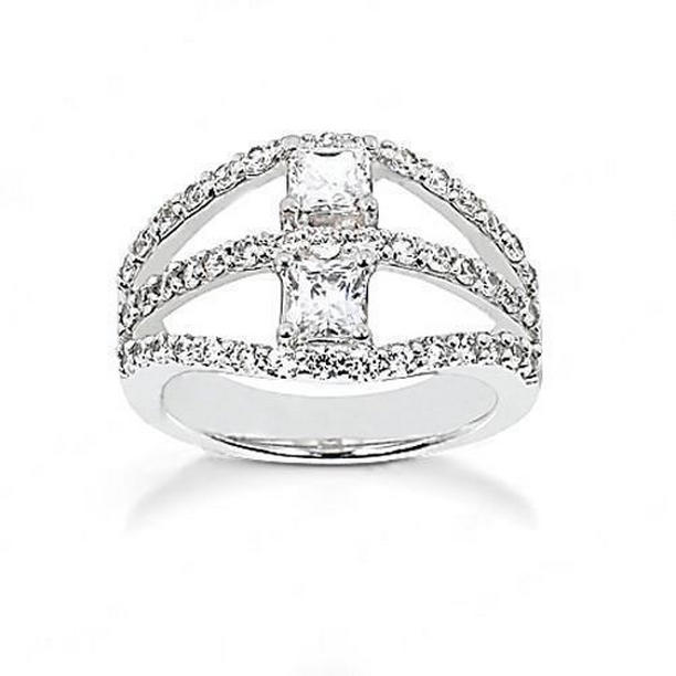 Picture of Harry Chad Enterprises 1804 1.40 CT Diamond Split Shank Ring with Accents, White Gold - Size 6.5