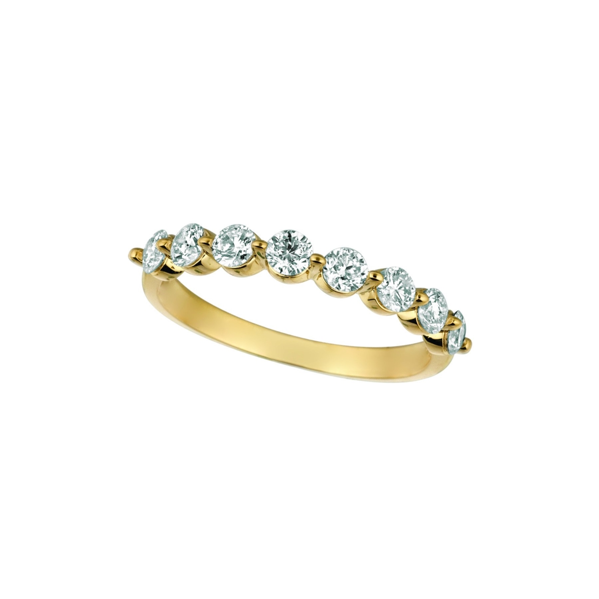 18171 0.75 CT Diamond Half Eternity Band, 14K Yellow Gold - Size 6.5