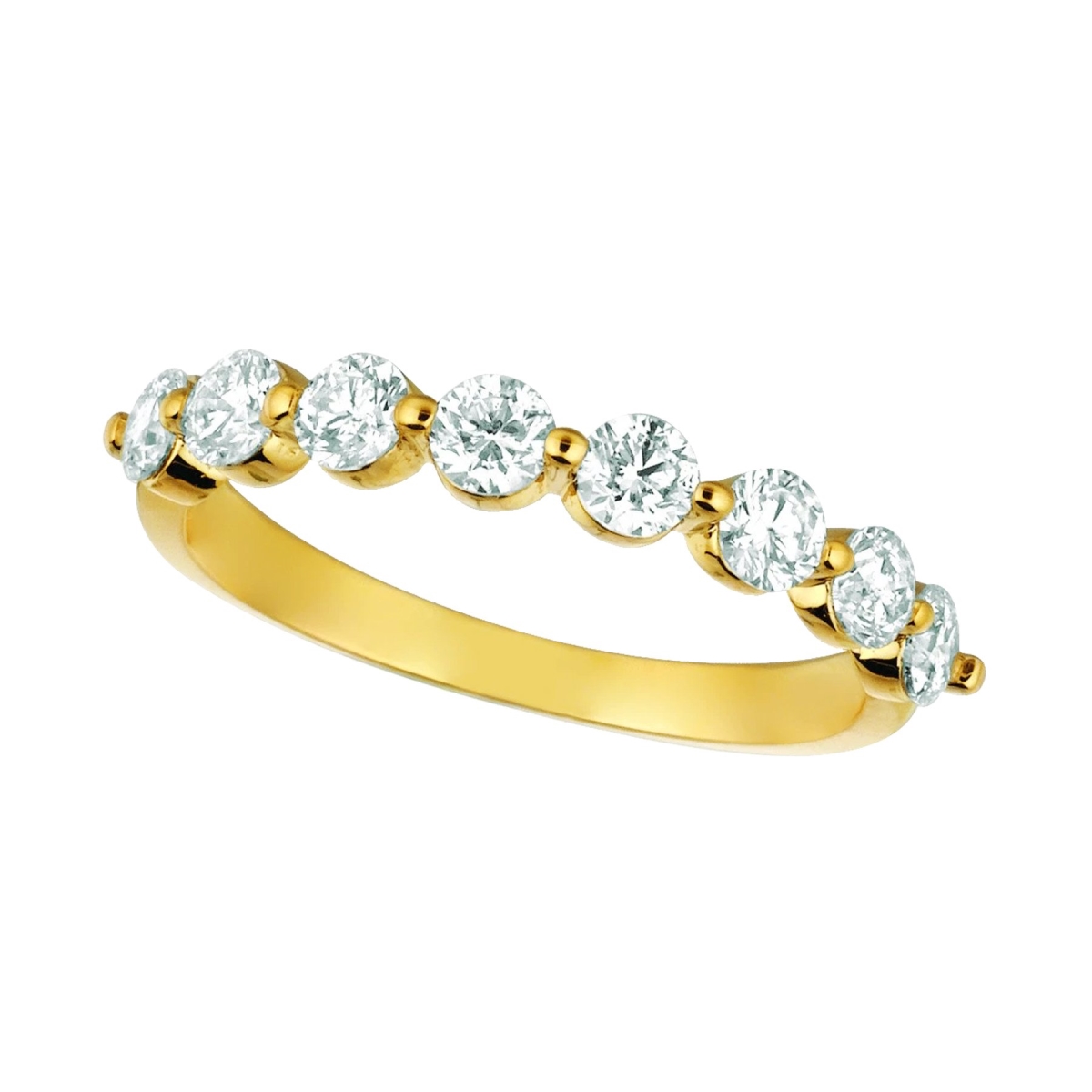 18178 1 CT Diamond Half Eternity Band, 14K Yellow Gold - Size 6.5