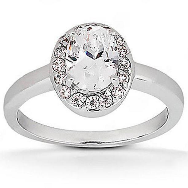 1847 1.25 CT Oval Diamond Halo Ring, 14K White Gold - Size 6.5