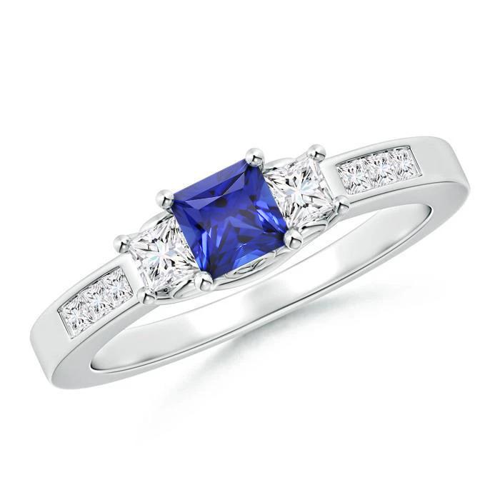 Picture of Harry Chad Enterprises 22884 2.85 CT Blue Sapphire with Diamond Gemstone Ring&#44; 14K White Gold - Size 6.5