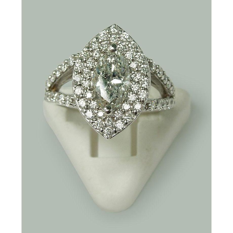 Picture of Harry Chad Enterprises 2308 3.01 CT Double Halo Marquise Diamond Split Shank Engagement Ring, Size 6.5