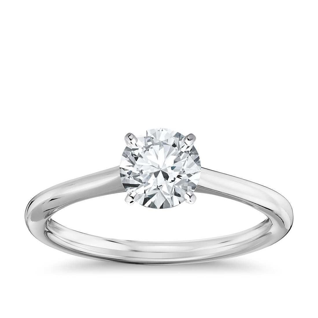 24664 Solitaire 1 CT Diamond Engagement Ring, 14K White Gold - Size 6.5