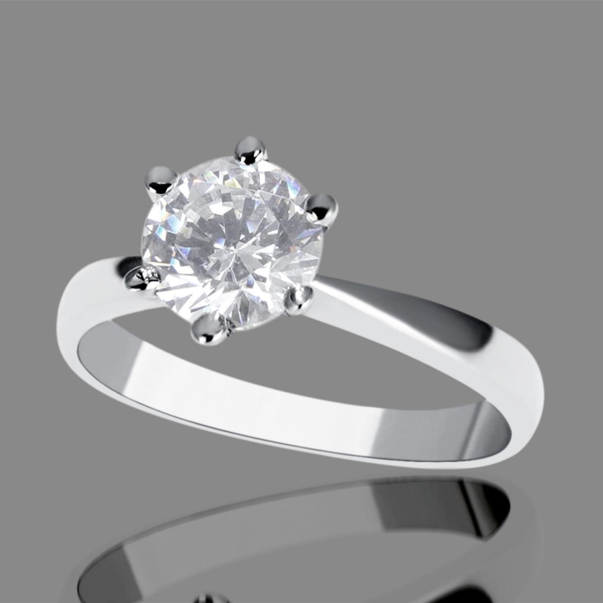 24686 1.25 CT 14K White Gold Solitaire Diamond Engagement Ring, Size 6.5