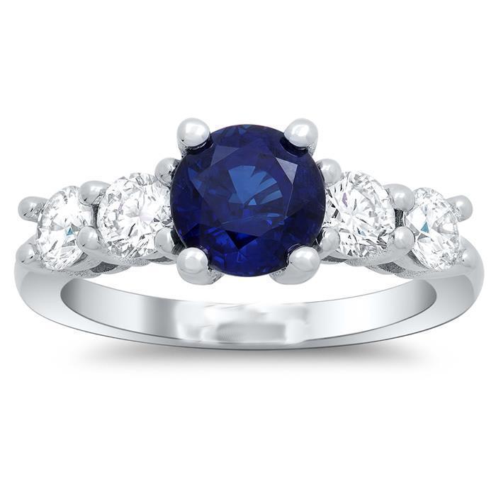 Picture of Harry Chad Enterprises 24848 2.90 CT Ceylon Sapphire & Diamonds Gemstone Ring&#44; 14K White Gold - Size 6.5