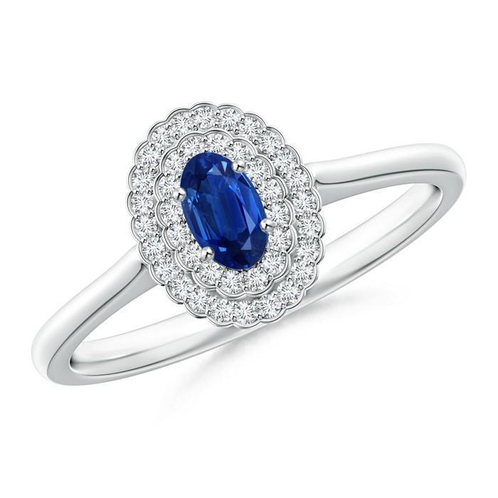 Picture of Harry Chad Enterprises 24930 3.25 CT Double Halo Blue Sapphire with Diamonds Ring&#44; Size 6.5