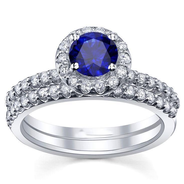Picture of Harry Chad Enterprises 25052 Round Cut & Sri Lanka Sapphire 3.80 CT Diamonds Ring with Accents&#44; Size 6.5