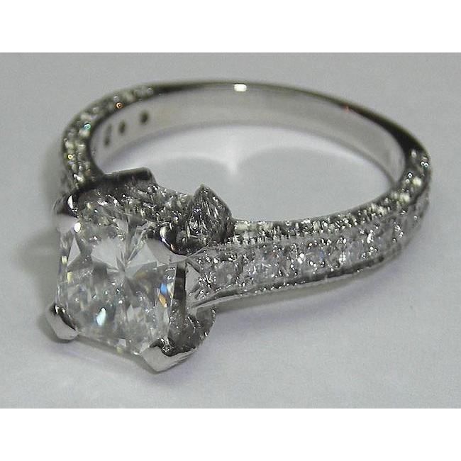 Picture of Harry Chad Enterprises 2970 3 CT Princess Cut Pave Fancy Diamond Solitaire Ring with Accents, Size 6.5